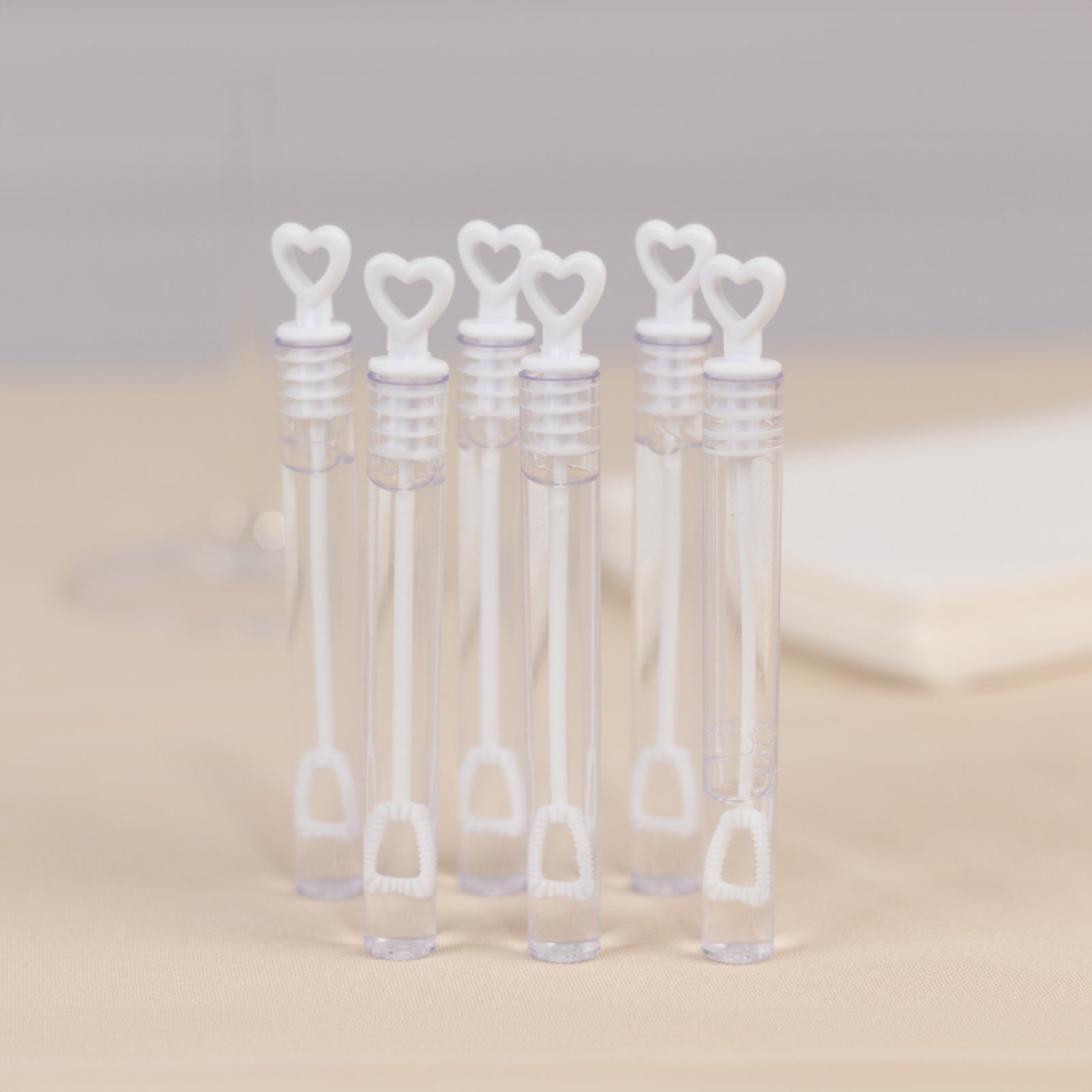 48 Pack 4" White Heart Chemistry Tube Bubbles Bridal Wedding Shower Favor