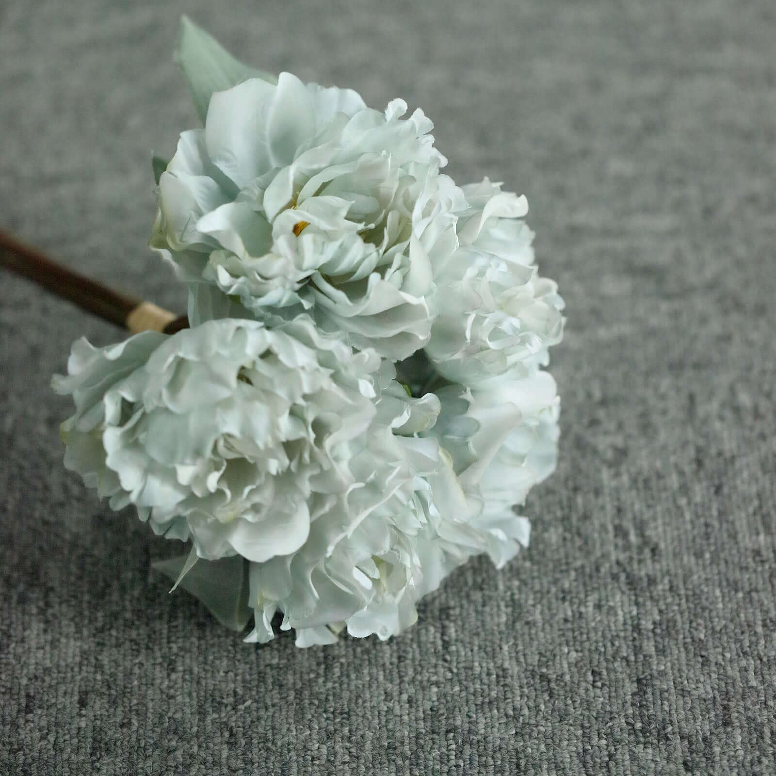 11" Silver Blue Real Touch Artificial Silk Peonies Flower Bouquet