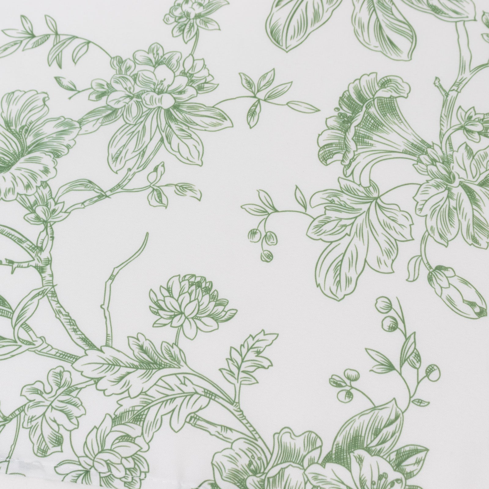 5-Pack French Toile Polyester Cloth Napkins – 17"x17" Dusty Sage Green and White Reusable Table Napkins in Floral Design for Events & Dining