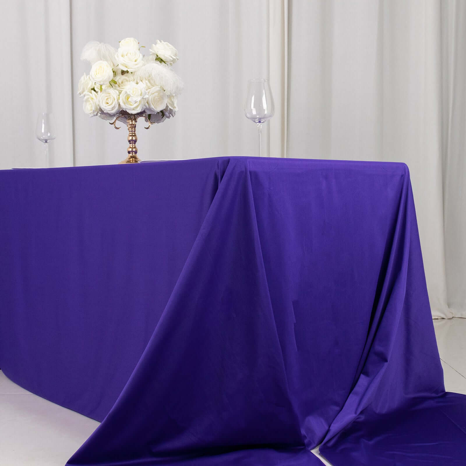 Scuba Rectangular 90"x156" Tablecloth Purple - Wrinkle Free, Stain Resistant & Seamless Table Cover