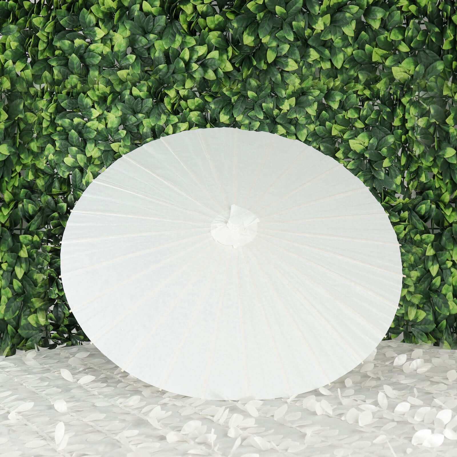2-Pack Paper and Bamboo Parasol Umbrellas White - Perfect Bridal Shower Photo Props and Table Decorations 32"