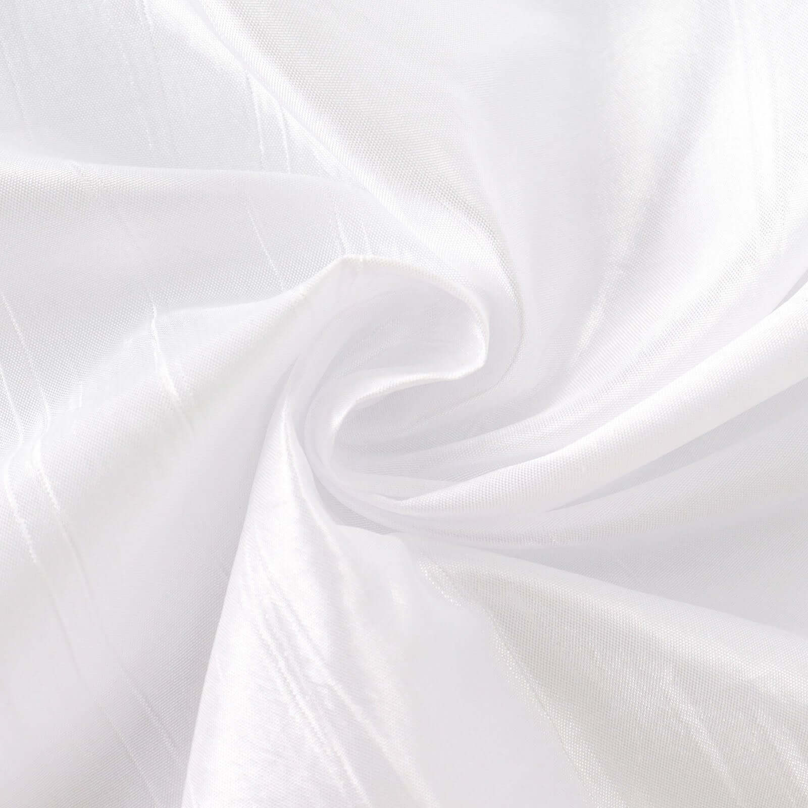 Taffeta 132" Round Tablecloth White - Seamless Accordion Crinkle Design for Exquisite Occasions