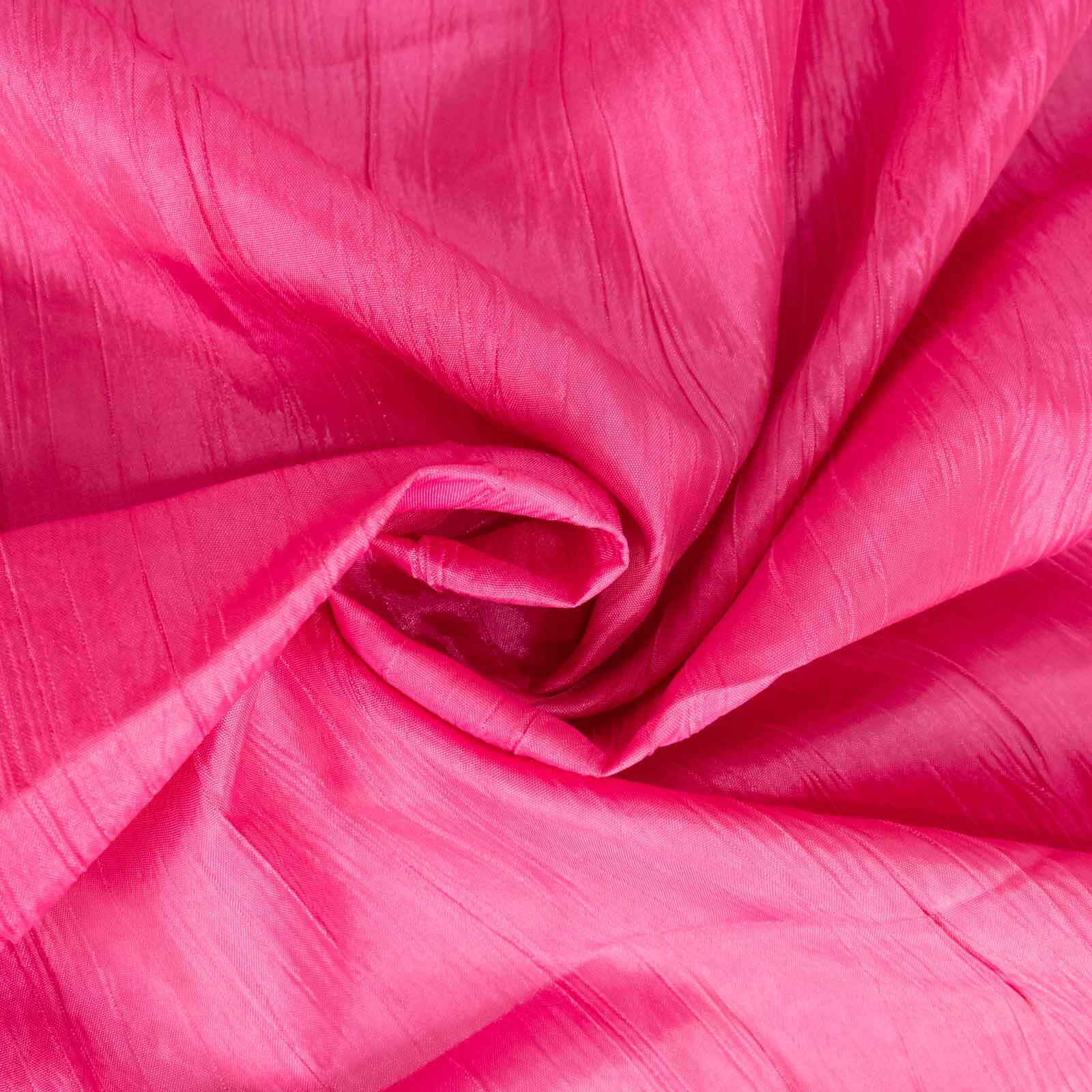Taffeta 132" Round Tablecloth Fuchsia - Seamless Accordion Crinkle Table Cover