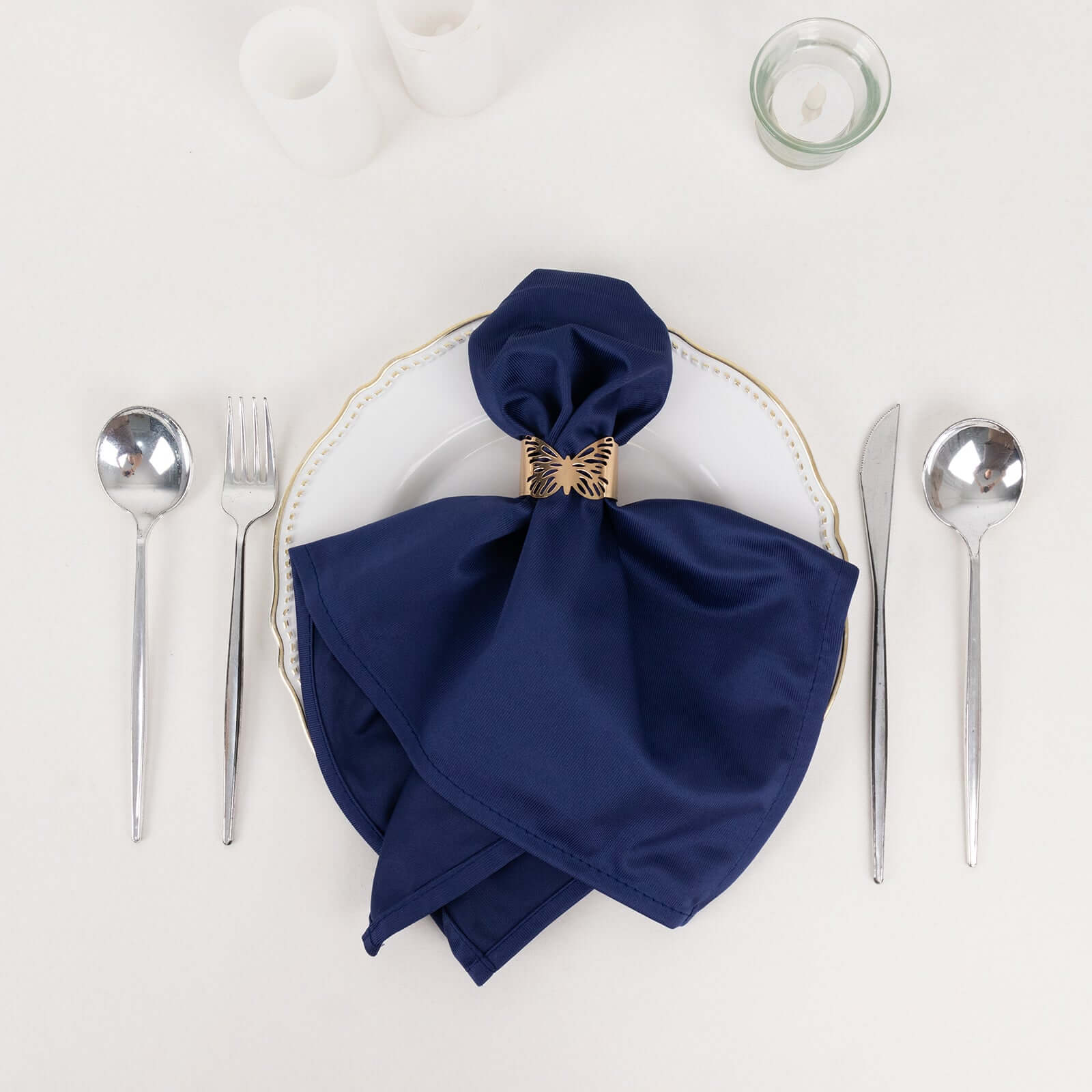 5 Pack Scuba 20"x20" Napkins Navy Blue - Durable & Reusable Dinner Napkins