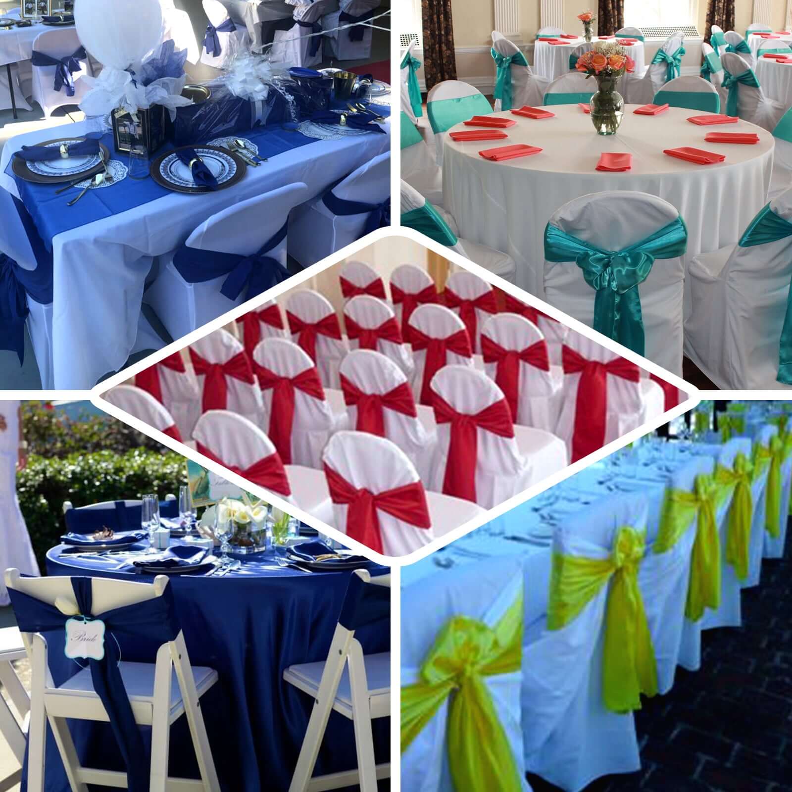 5 Pack Polyester Chair Sashes White - Subtle Elegance for Special Occasions 6"x108"