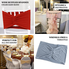 5 Pack Spandex Chair Sashes Lavender Lilac Ruffled Style - Wide Easy to Use Stretch Chair Bands 8"x13"