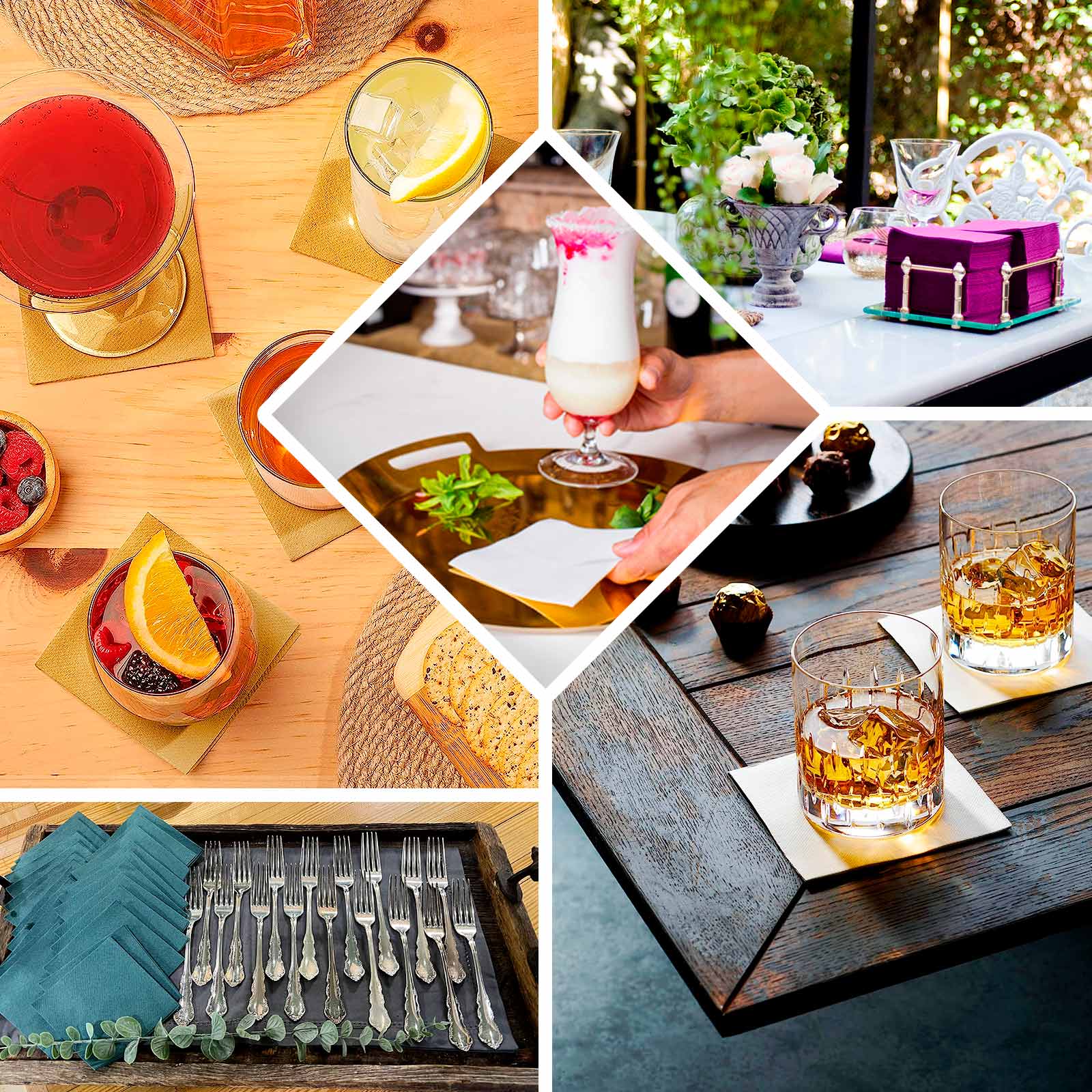 20 Pack Linen-Like Paper 5"x5" Napkins Natural - Highly Absorbent Airlaid Napkins