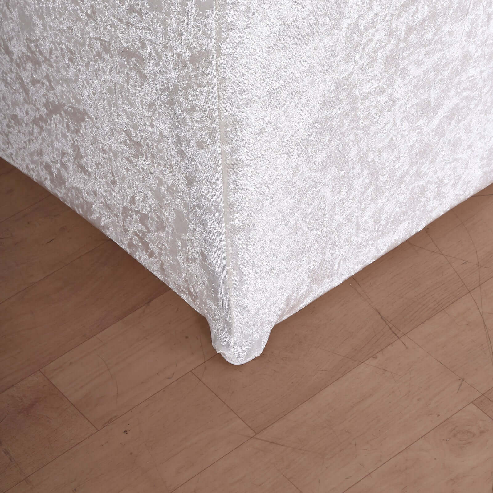 Crushed Velvet Spandex 30" Round Cocktail Table Cover White Smooth Highboy Tablecloth