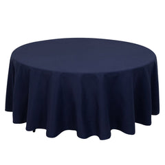 Cotton Blend 108" Round Tablecloth Navy Blue - Wrinkle-Resistant Design