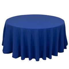 Cotton Blend 120" Round Tablecloth Royal Blue - Seamless Wrinkle-Resistant Table Cover