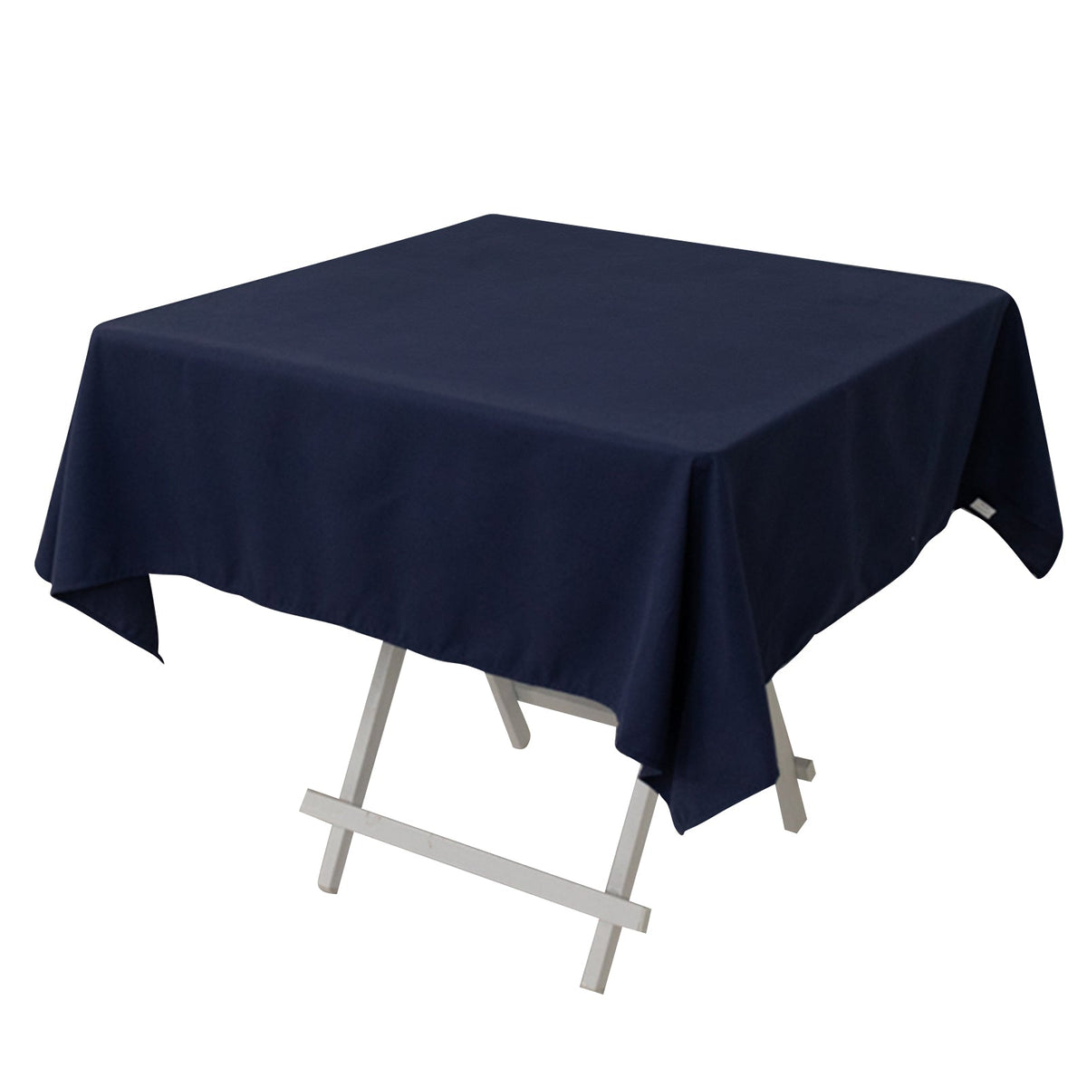 Cotton Blend 54"x54" Square Tablecloth Navy Blue - Wrinkle-Resistant Table Cover