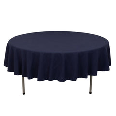 Cotton Blend 90" Round Tablecloth Navy Blue - Wrinkle-Resistant Table Cover