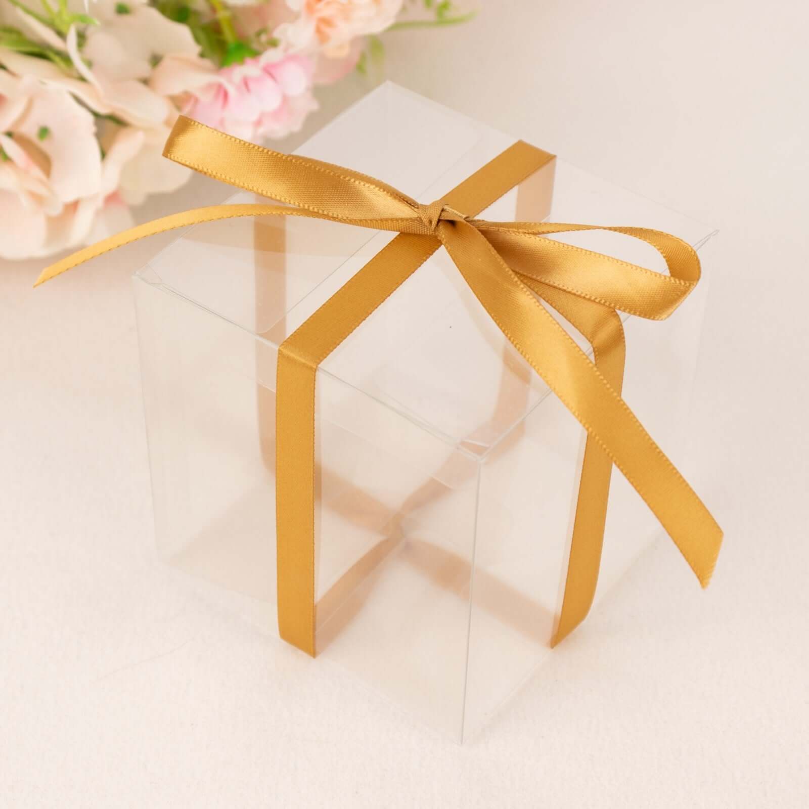 100 Yards 3/8" Gold Single Face Decorative Satin Ribbon