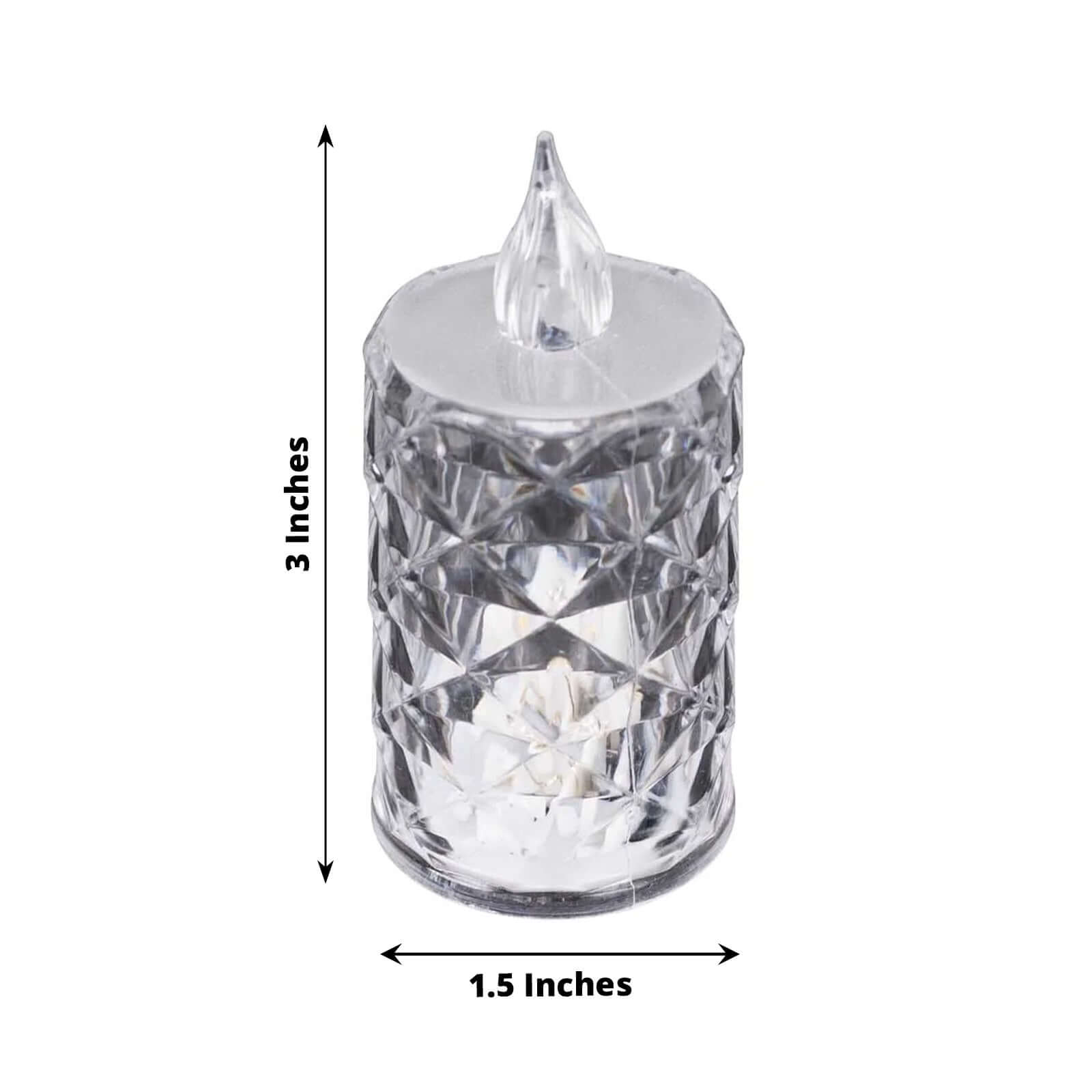 12-Pack LED Flameless Decorative Lighting Diamond Cut Warm White - Battery Operated Tealight Candles 3"