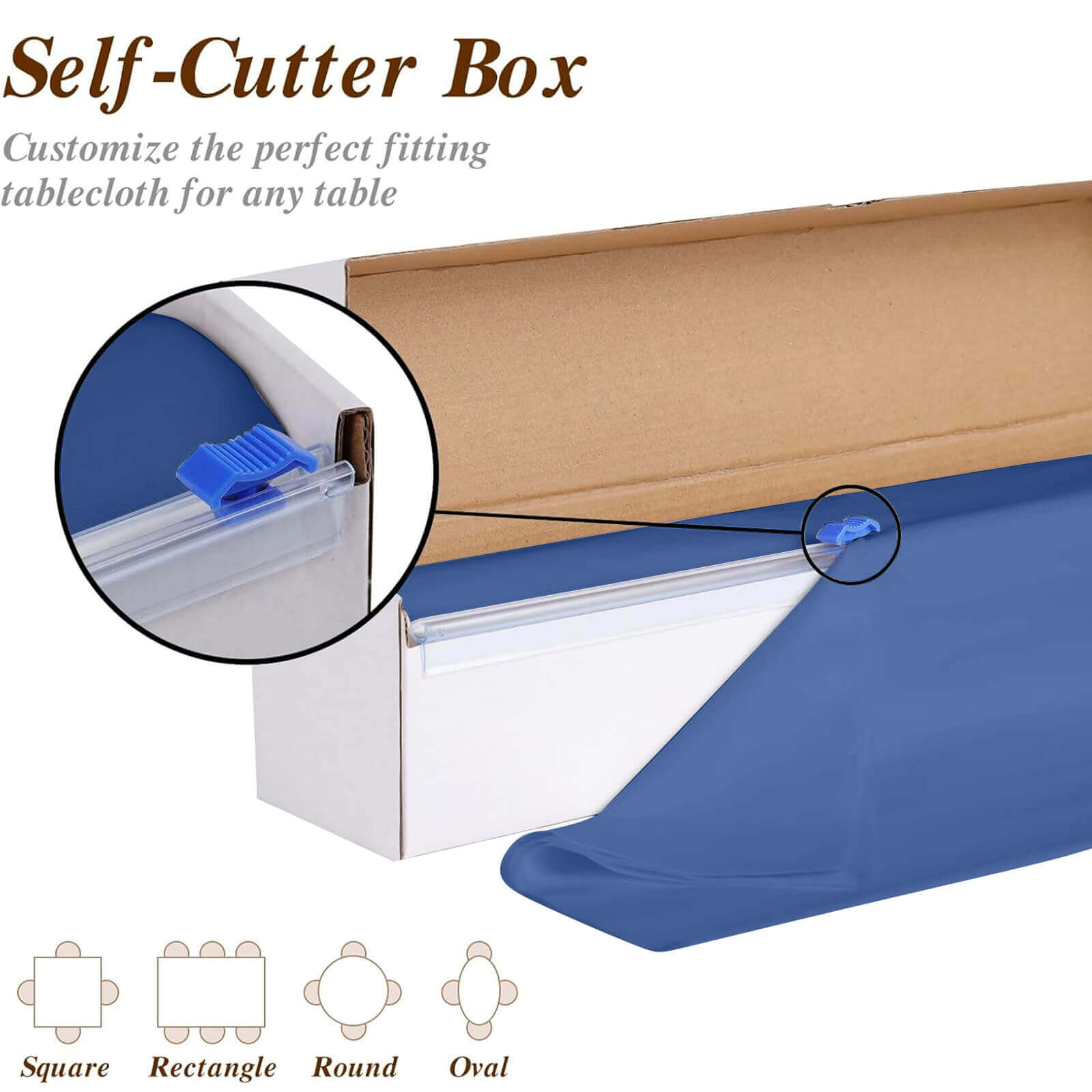 Plastic Table Cover Roll Navy Blue with Slide Cutter - Customizable Disposable Tablecloth Roll 54"x300ft