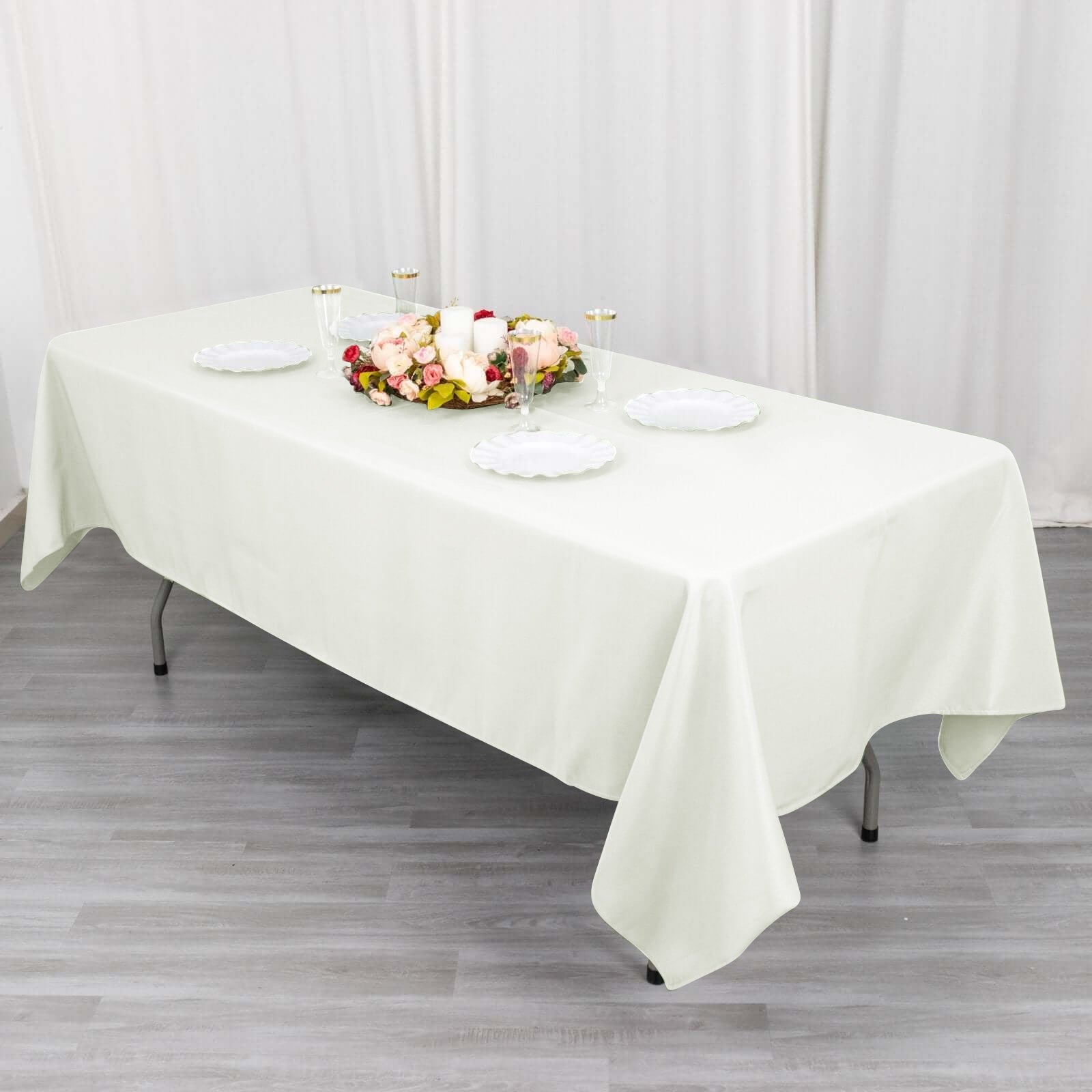 Cotton Blend 60"x102" Rectangle Tablecloth Ivory - Wrinkle-Resistant Table Cover