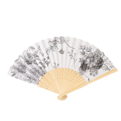 5-Pack Paper Folding Fans Party Favors in White & Black French Toile Pattern, Handheld Fans with Bamboo Frame