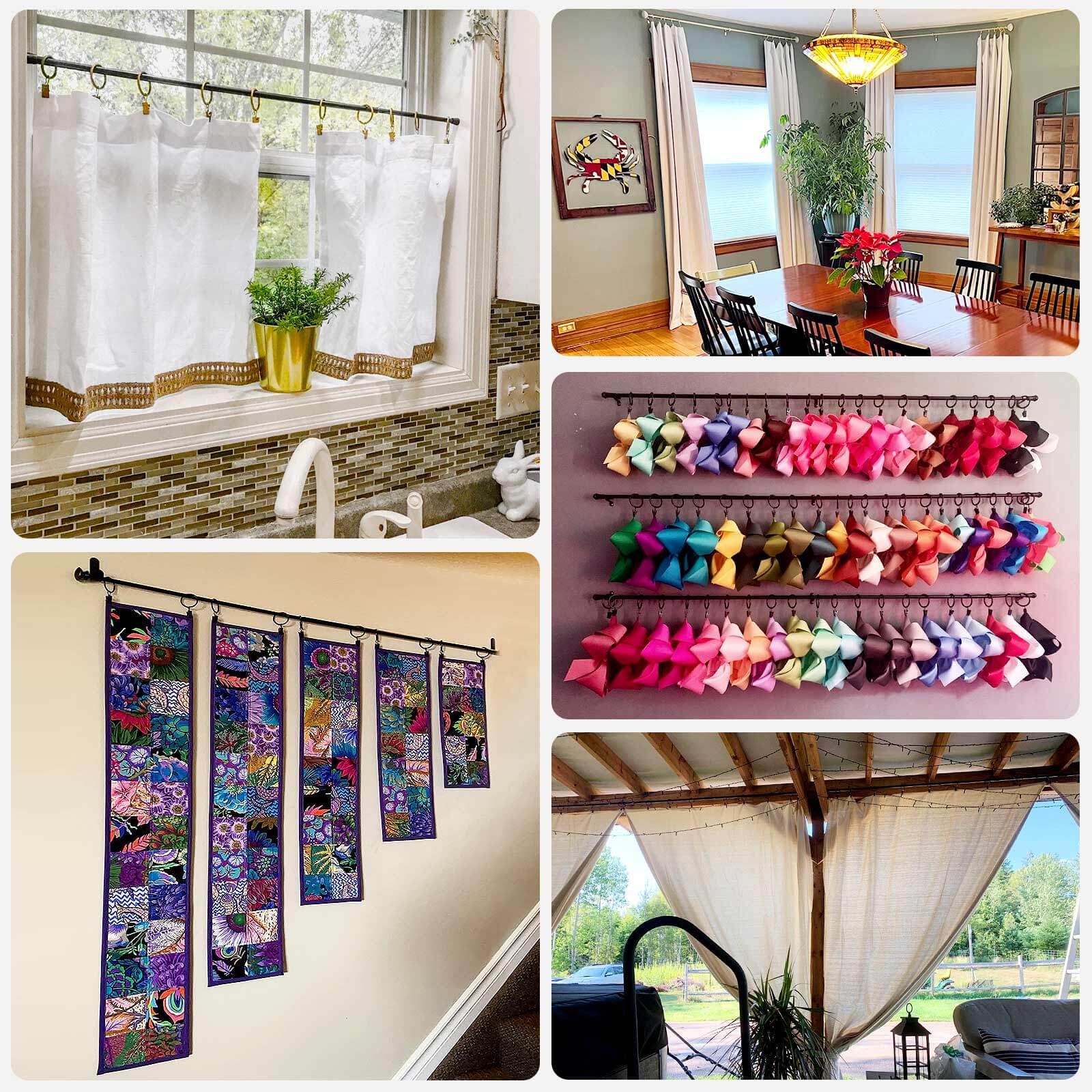 50 Pack Black Metal Openable Curtain Clip Rings, Heavy Duty Rustproof Drapery Backdrop Clip Hangers - 1.5"