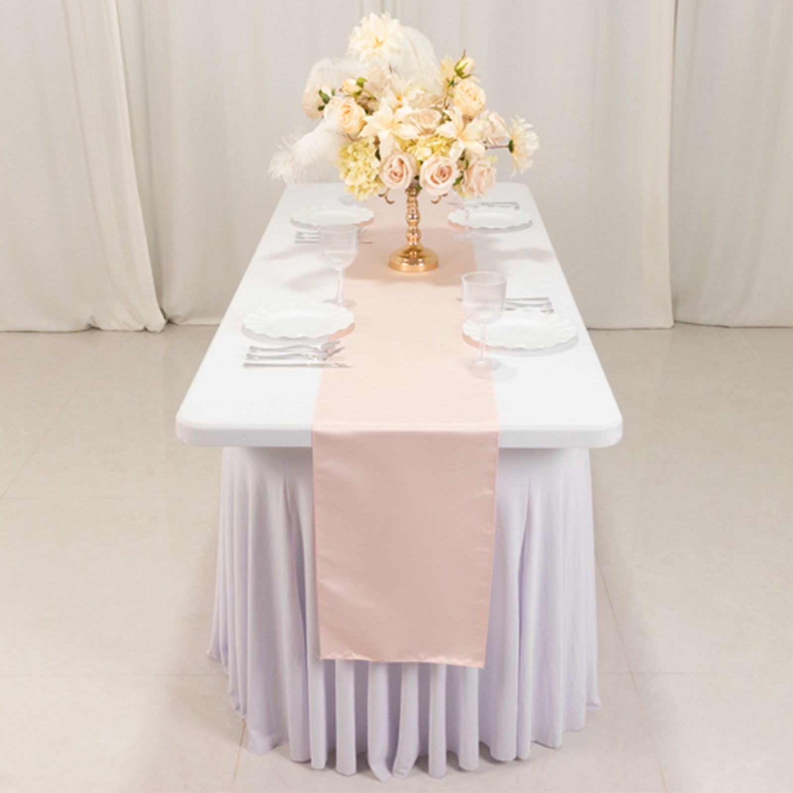 Lamour Satin 12"x108" Table Runner Blush - Smooth & Lustrous Finish