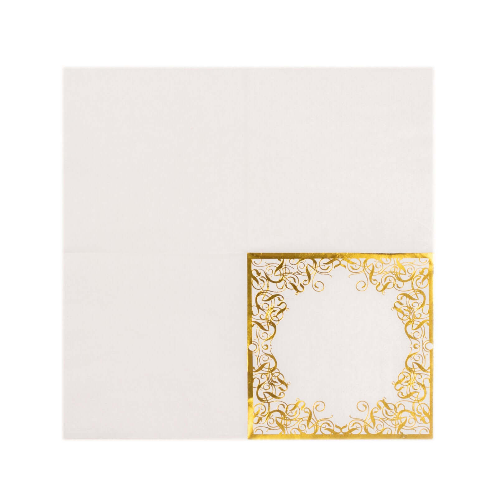 20-Pack Paper Beverage Napkins with Gold Foil Lace Design White - 3 Ply Disposable 18GSM European Style Cocktail Napkins 5"x5"