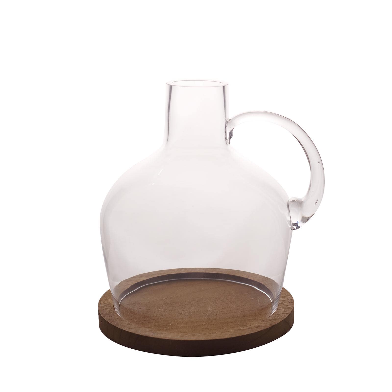 Glass Candle Holder Cloche Jar Dome Clear with Wooden Base - Stylish Centerpiece for Floral Displays 10"