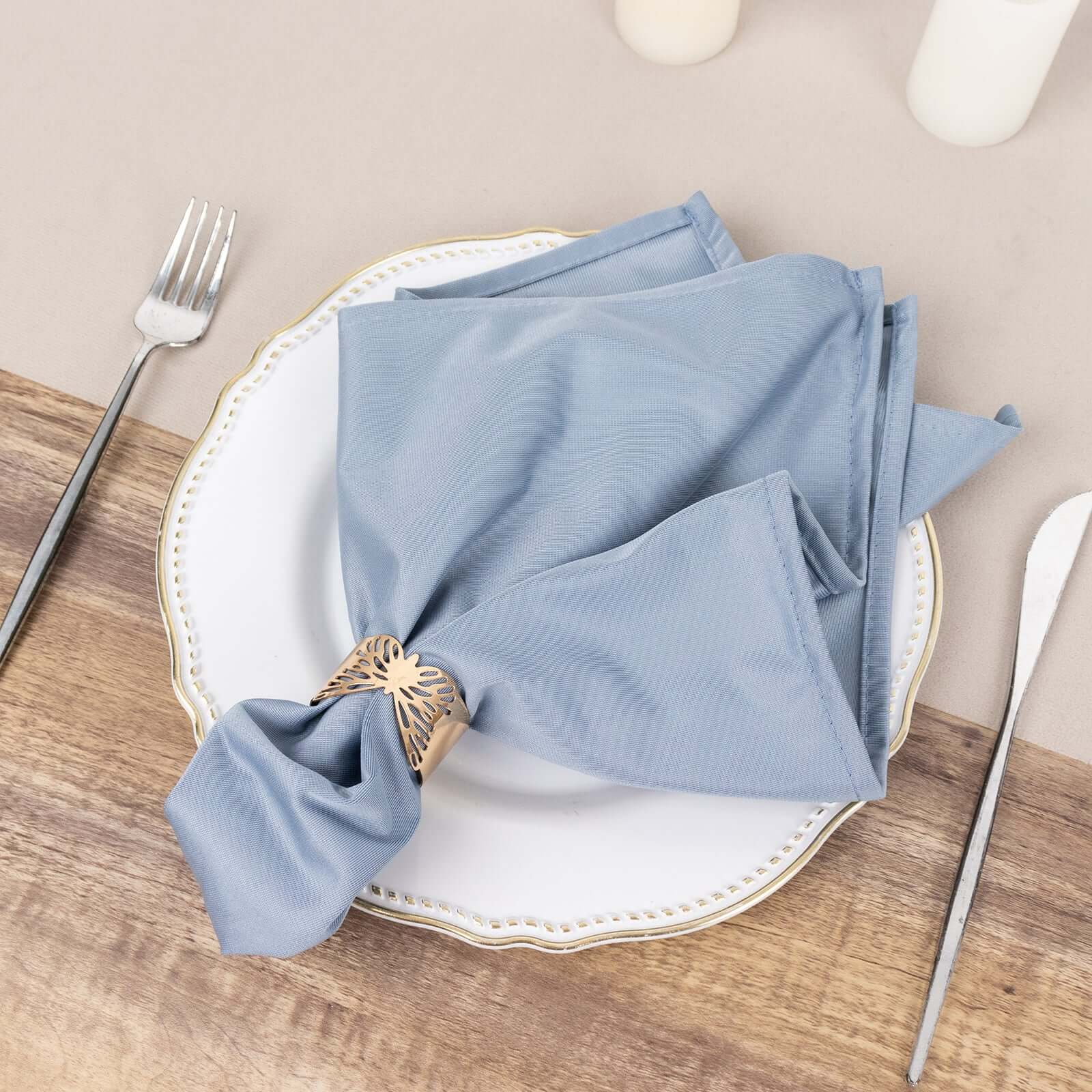 5 Pack Scuba 20"x20" Napkins Dusty Blue - Durable & Reusable Dinner Napkins