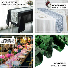 Taffeta Fabric 12"x108" Table Runner Dusty Blue - 3D Leaf Petal Design