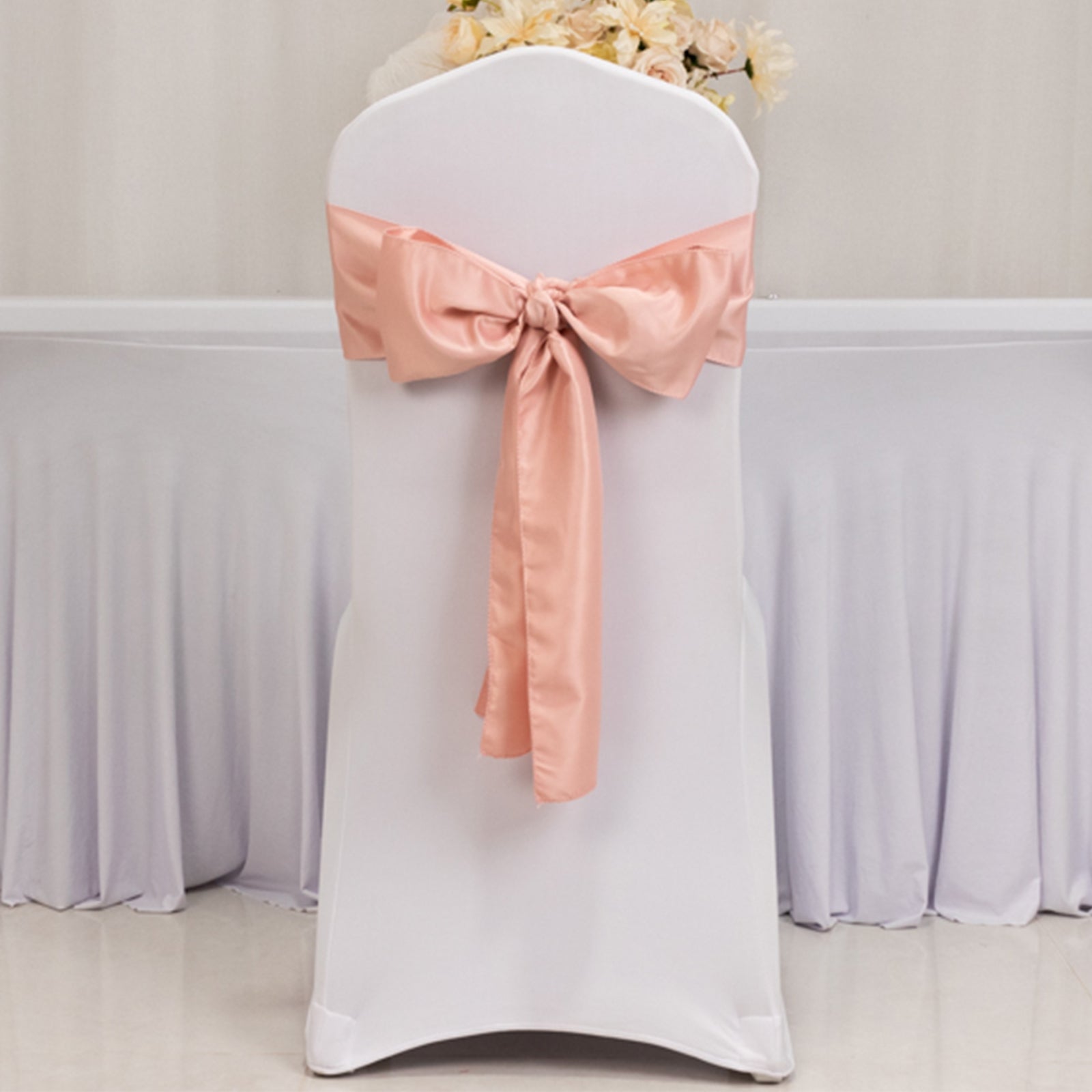 5 Pack Lamour Satin 6"x106" Chair Sashes Dusty Rose - Stylish Reusable Decorative Bows