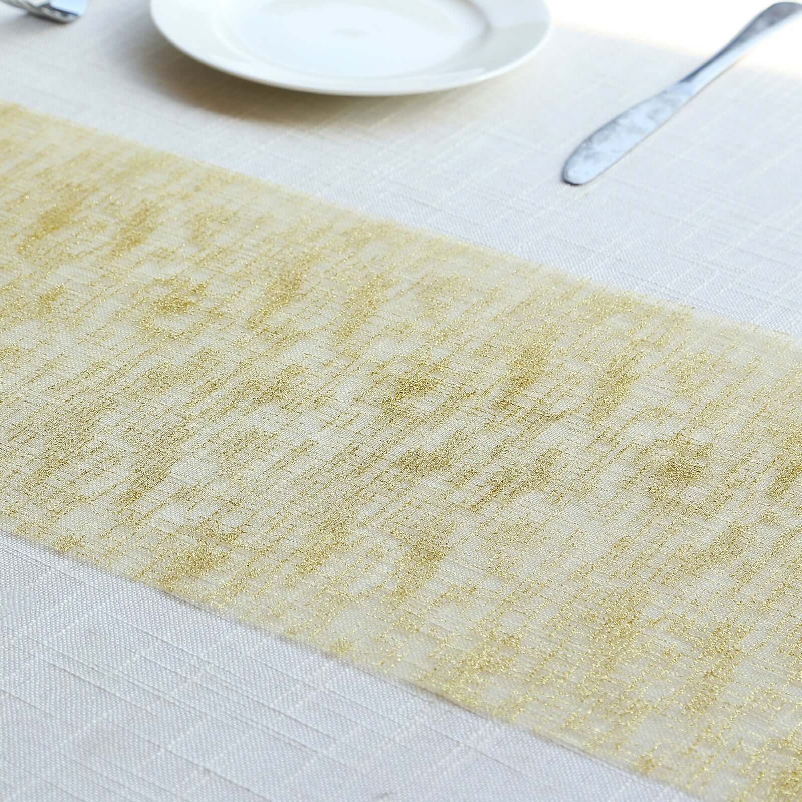 Mesh 11"x108" Table Runner Metallic Gold - Glitter Design for Convenient Event Decoration