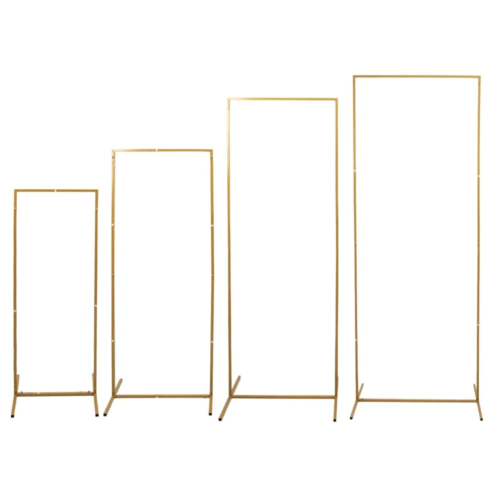 Set of 4 Gold Metal Frame Wedding Arch, Rectangular Backdrop Stand, Floral Display Frame - 3.5ft, 4.5ft, 5.5ft, 6.5ft