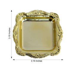 12 Pack 3" Gold Baroque Mini Square Sweet Treats Serving Platter, Party Favor Candy Display Tray