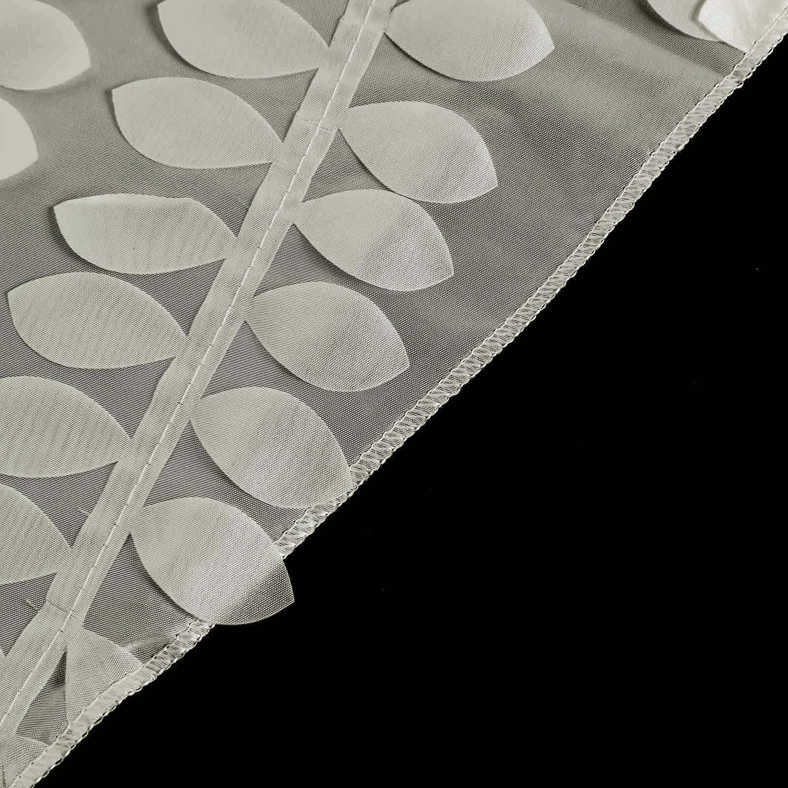 Taffeta 120" Round Tablecloth Ivory | 3D Leaf Petal Design Seamless Table Cover