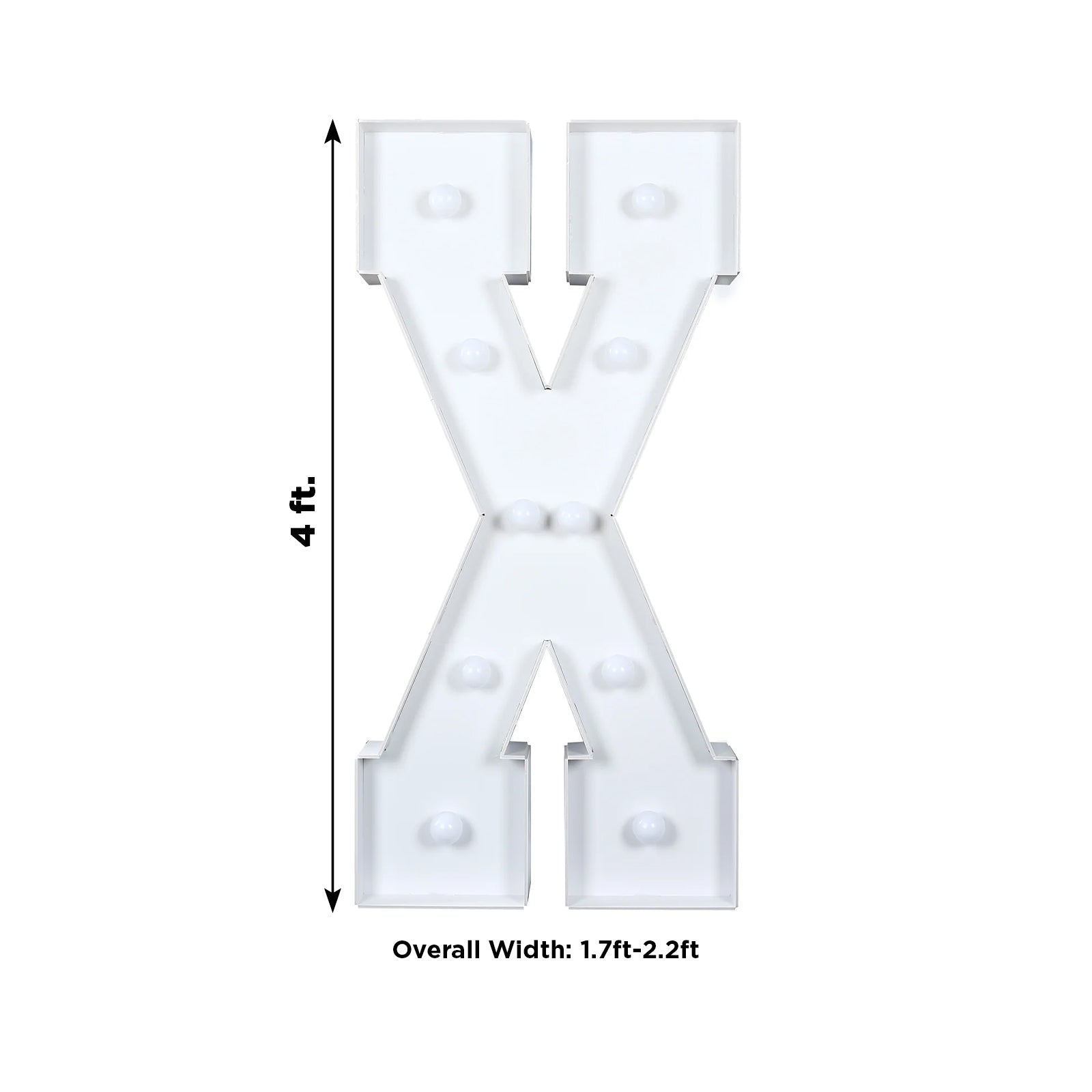 Giant LED Marquee Light Up Letter "X", White 4ft Pre-Cut Foam Board with 10 Warm White Battery Operated LEDs, Glue Gun and Sticks