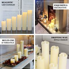 Set of 6 LED Flameless Luminaria Candles Drip Wax Ivory - Battery Operated Pillar Lighting