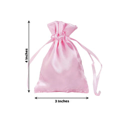 12 Pack 3"x4" Pink Satin Drawstring Pouch Wedding Party Favor Gift Bags