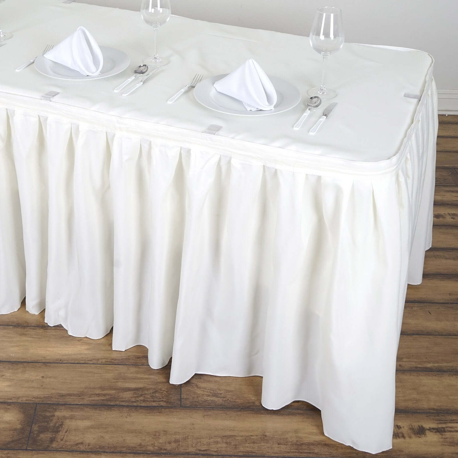 Polyester 14ft Table Skirt Ivory - Classic Pleated Design
