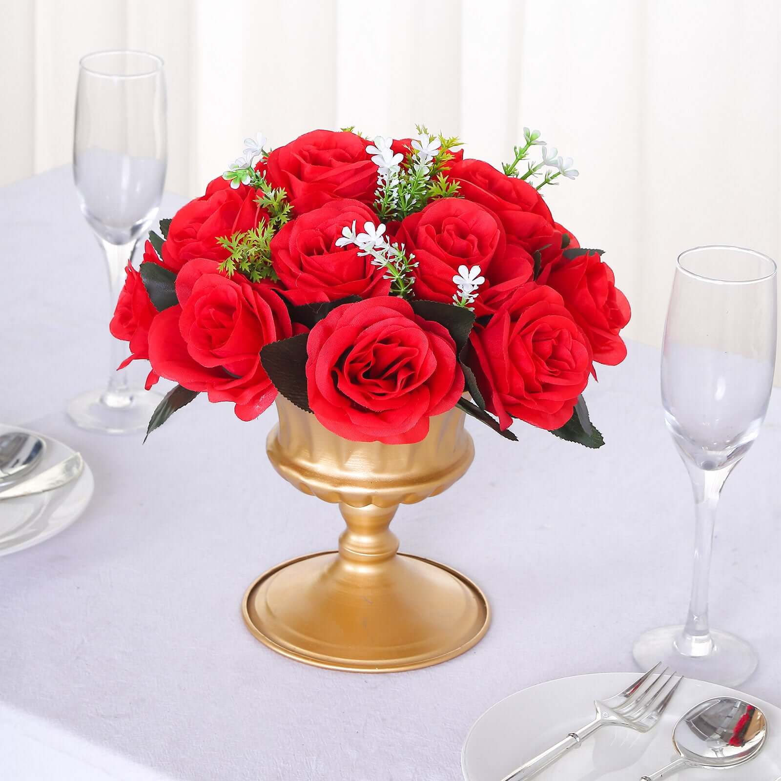 2 Pack Red Silk 15-Head Rose Flower Balls For Centerpieces - 10", Artificial Kissing Ball Floral Arrangements