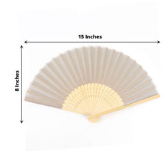 5 Pack Silver Asian Silk Folding Fans Party Favors, Oriental Folding Fan Favors