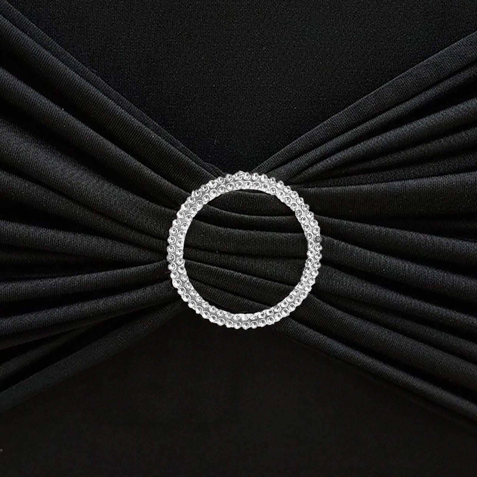 20 Pack Diamond Round Chair Sash Band Buckle Pins Silver - Timeless Rhinestone Napkin Rings 2.5"