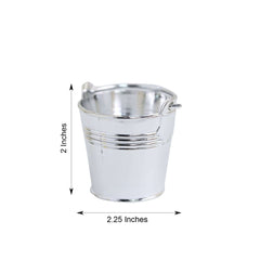 12 Pack 2" Silver Mini Planter Treat Party Favor Boxes, Small Pail Bucket Candy Container Gift Boxes