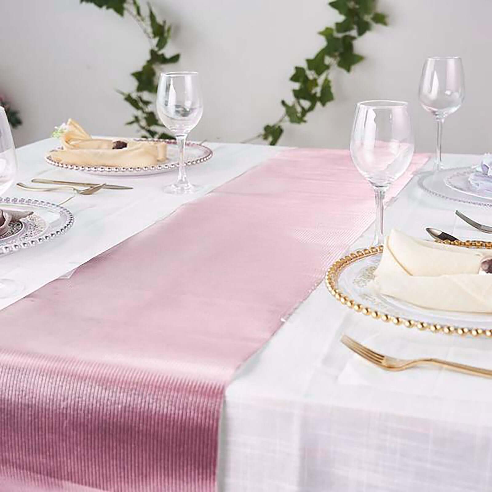 Glitter Paper 9ft Table Runner Roll Rose Gold Disposable Ridge Pattern Table Decor