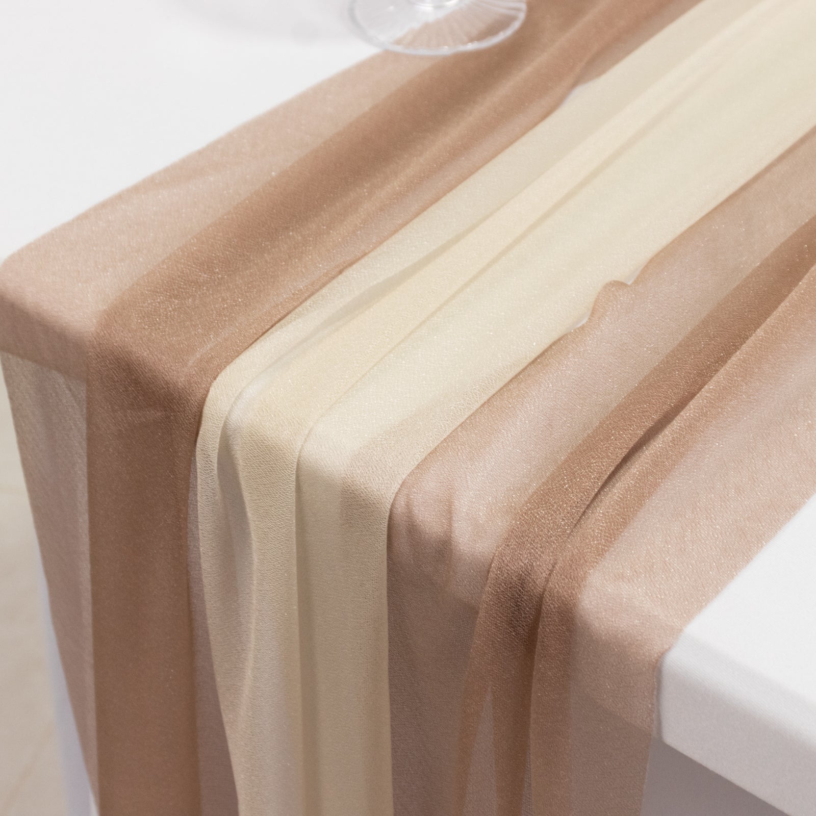 20-Pack 9ft Sheer Table Runners – Taupe/Beige Shimmer Sheer Drapes, Wrinkle-Free