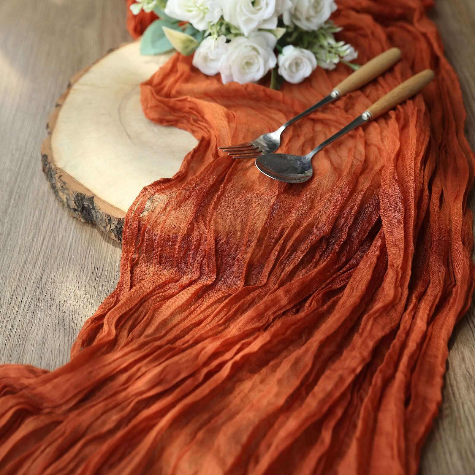 Gauze Cheesecloth 10ft Table Runner Terracotta (Rust) - Rustic Boho Style