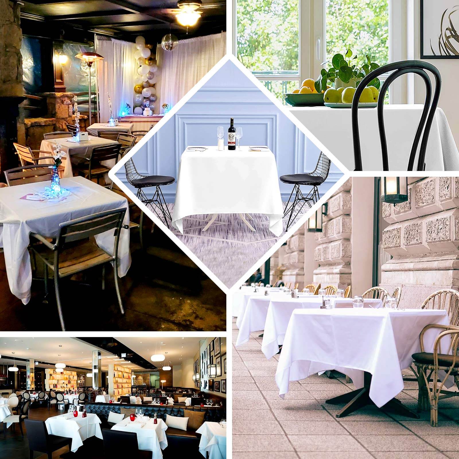 100% Cotton 54"x54" Square Tablecloth White Linen - Sophisticated, Soft & Breathable Fabric Table Cover