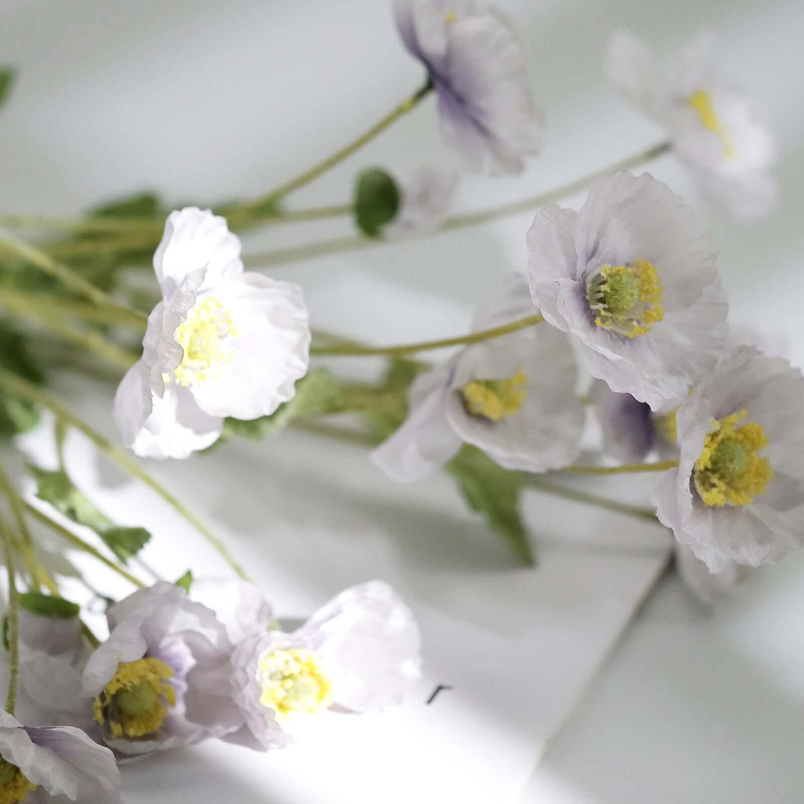 2 Stems 33" Lavender Lilac Artificial Poppy Silk Flowers, Faux Poppies Bouquet Centerpiece Decor