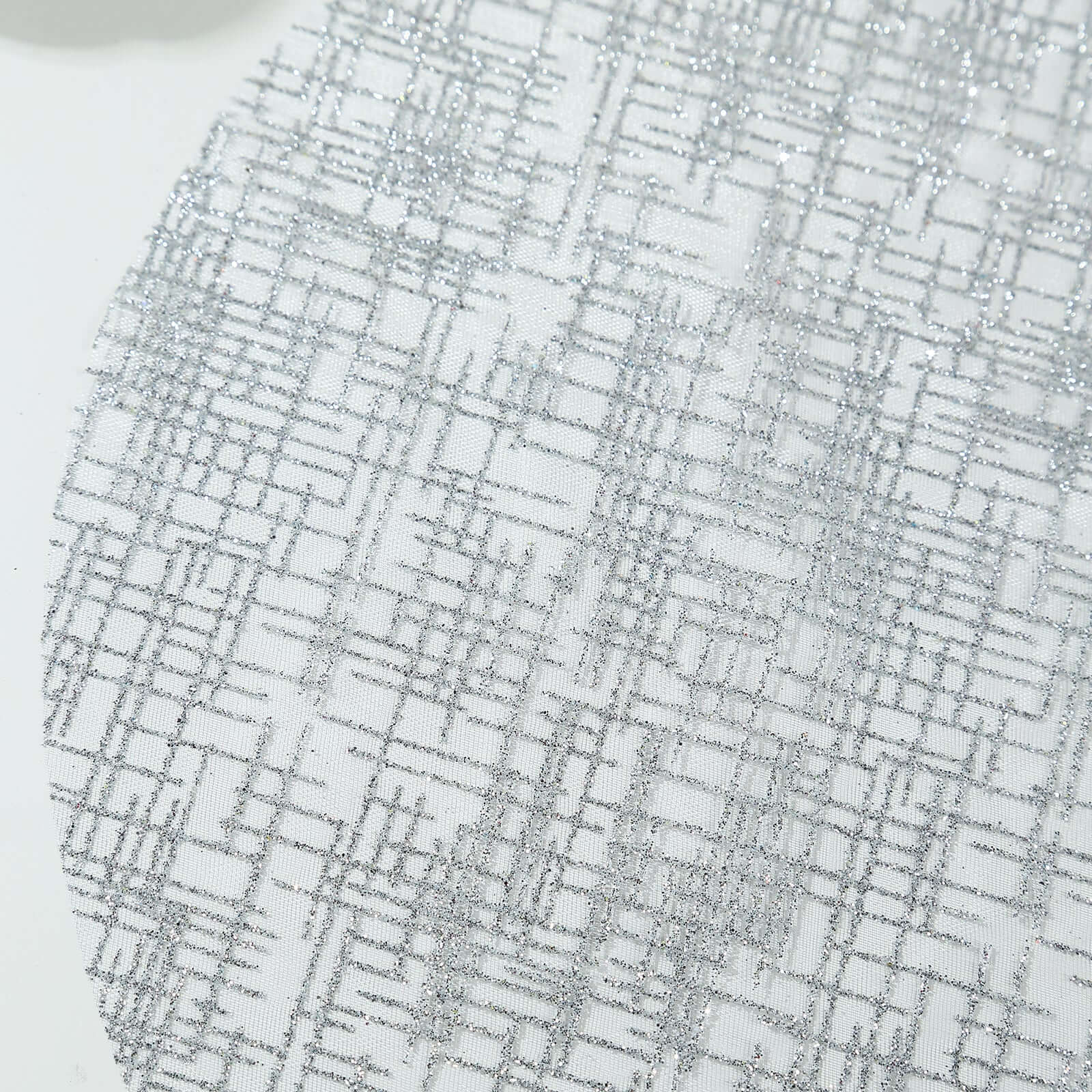 10-Pack Table Placemats Glitter Design Metallic Silver Round - Mesh Polyester Disposable Mats 13"