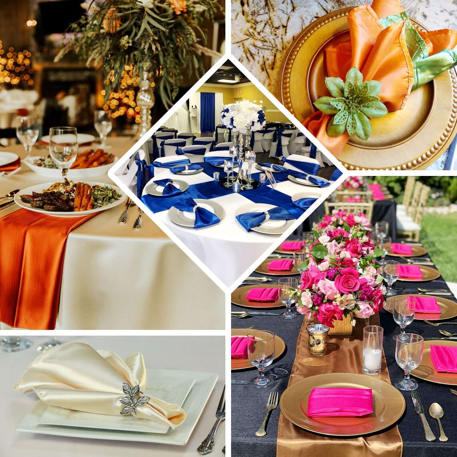 5 Pack Satin 20"x20" Napkins Taupe - Luxurious Shine & Smooth Dinner Napkins