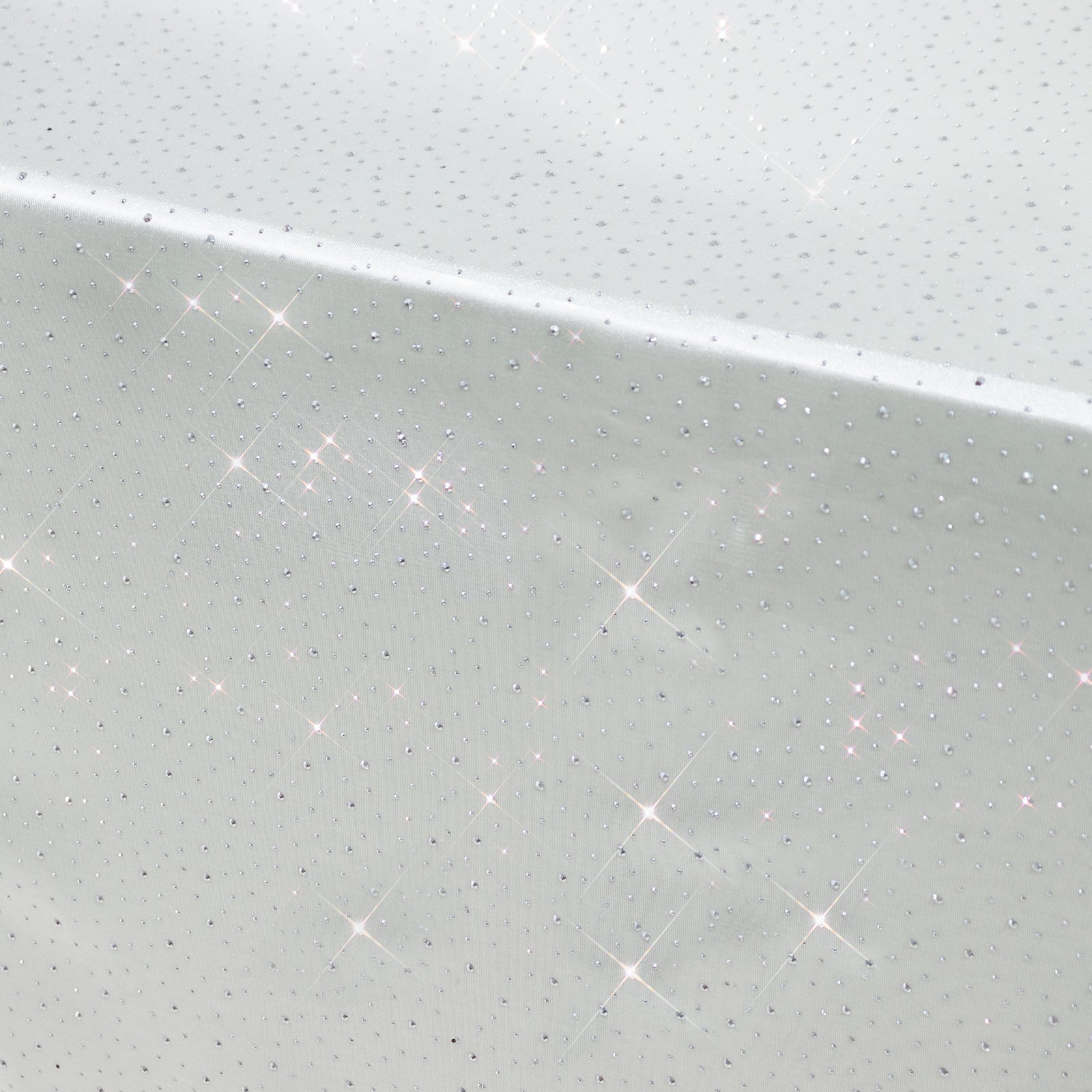 Scuba Rectangular Tablecloth 90"×132" Pearl White with Rhinestone Accents – Seamless, Wrinkle-Free, Stain-Resistant Event Linen