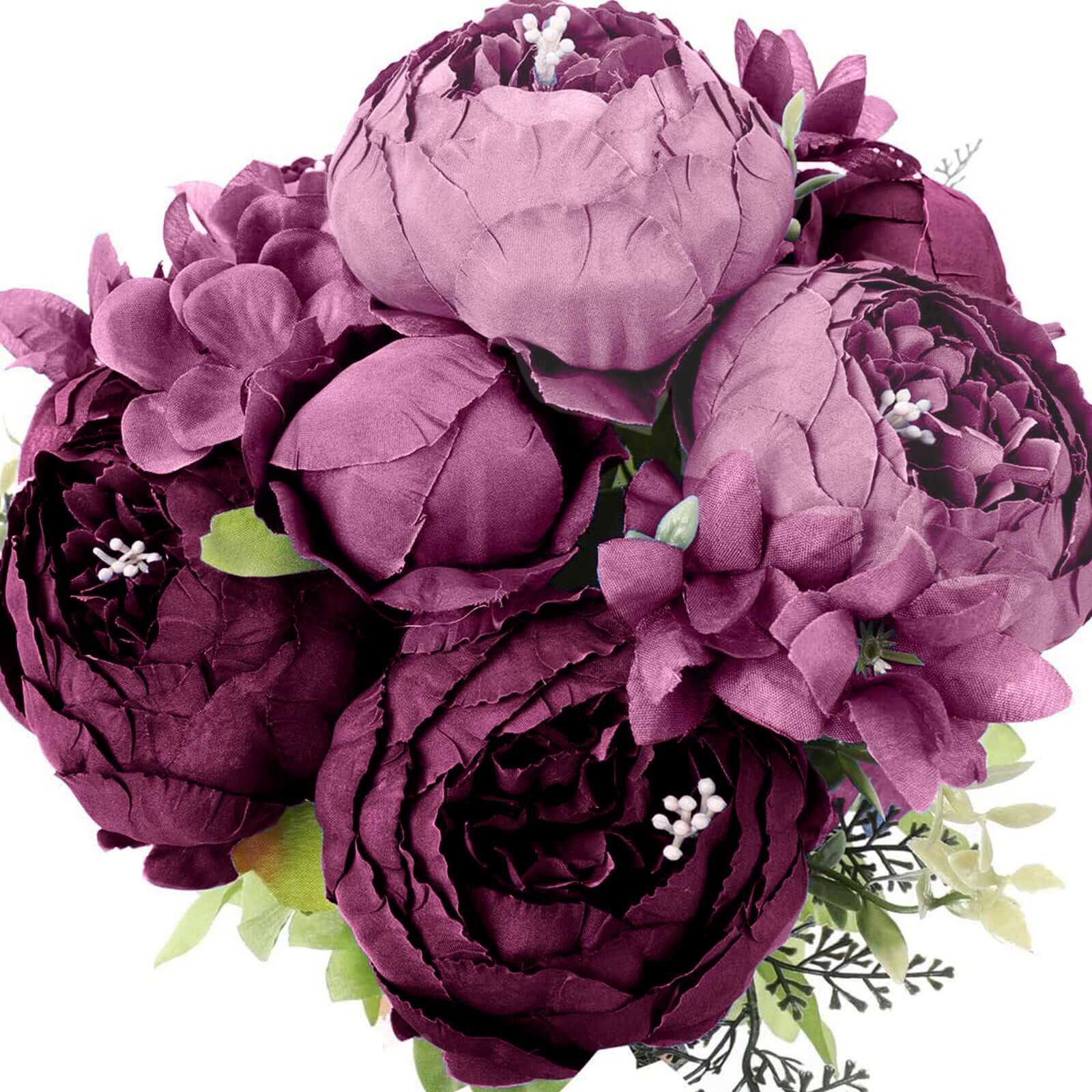 2 Pack 19" Purple Artificial Peony Flower Wedding Bouquets, Faux Silk Flower Arrangements
