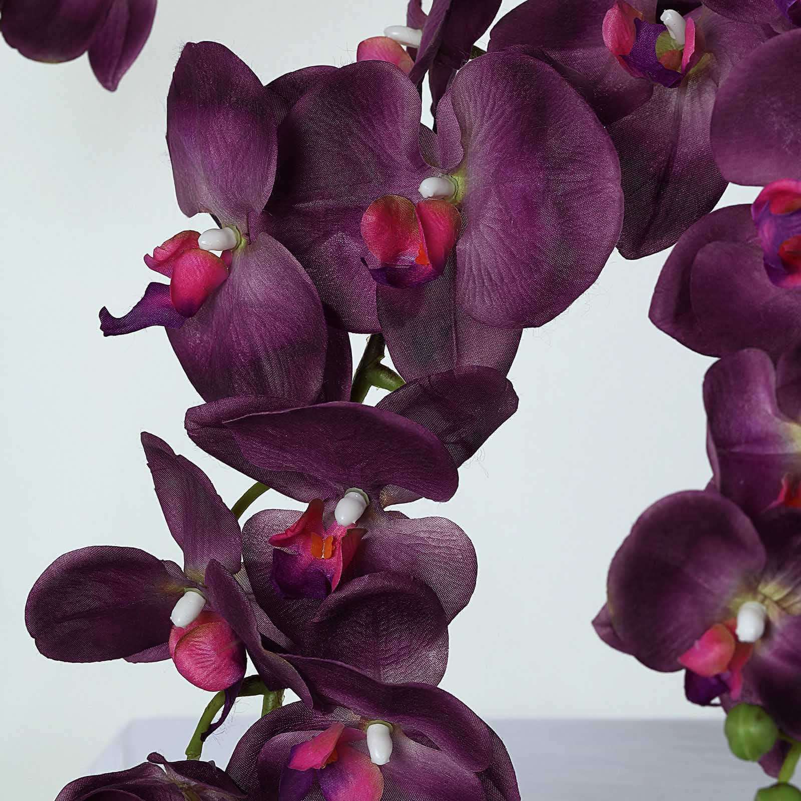 2 Stems 40" Tall Eggplant Artificial Silk Orchid Flower Bouquets
